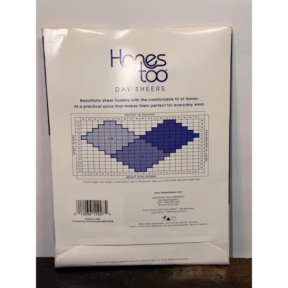 Hanes Too Day Sheer Pantyhose Barely Black Size EF Control Top Style 136 Vintage